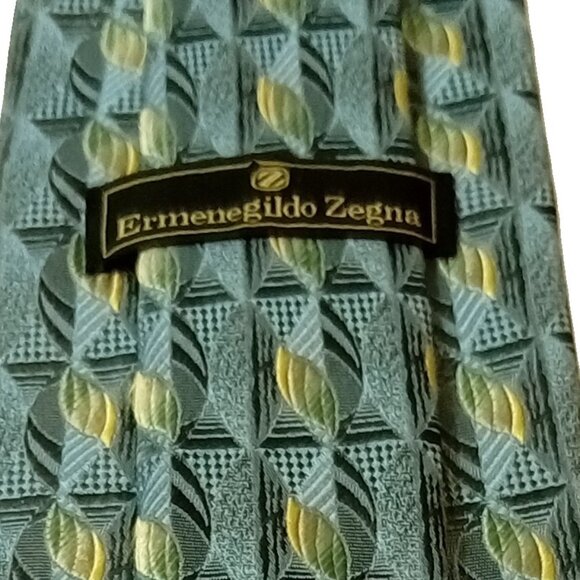 ERMENEGILDO ZEGNA Classic Tie Jacquard Flower Geometric 100% Silk Self-Tipped - Picture 7 of 9